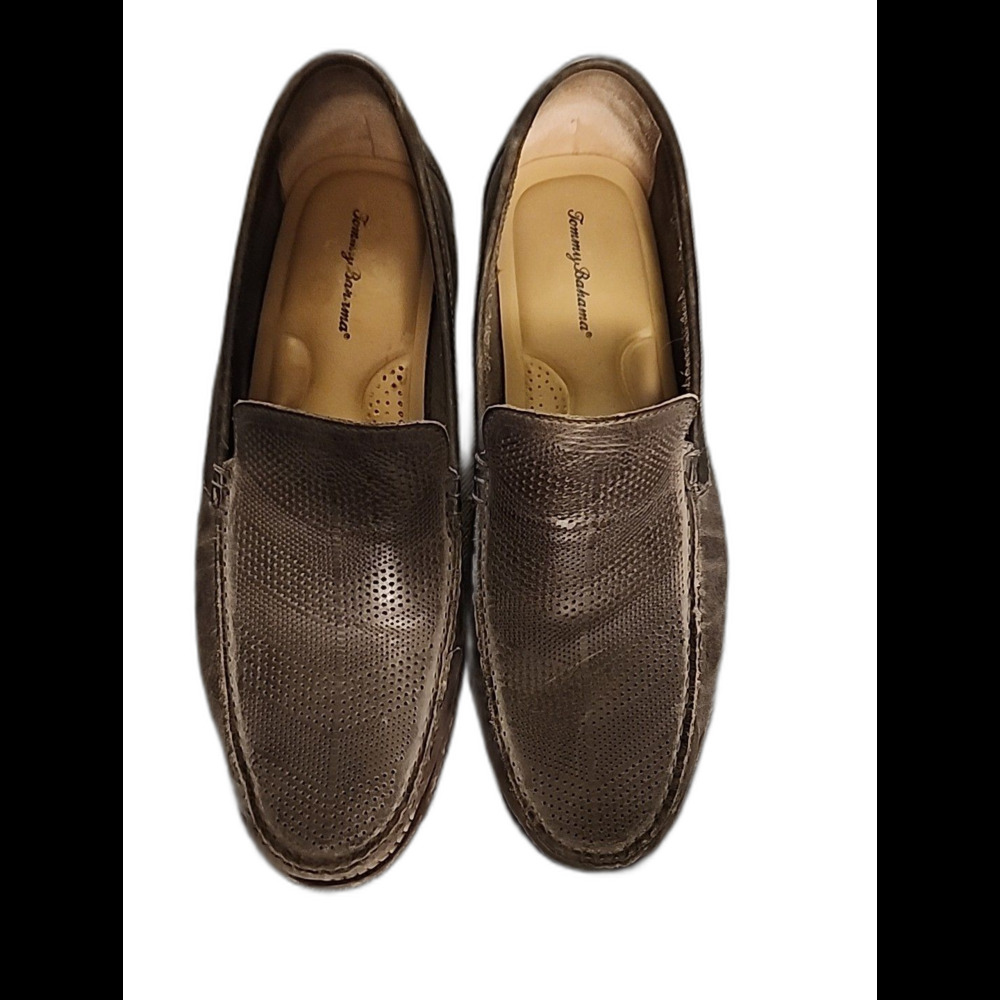 Tommy Bahama Felton Loafers Taupe Nubuck Perforated Shoes Size 11D Retails $118